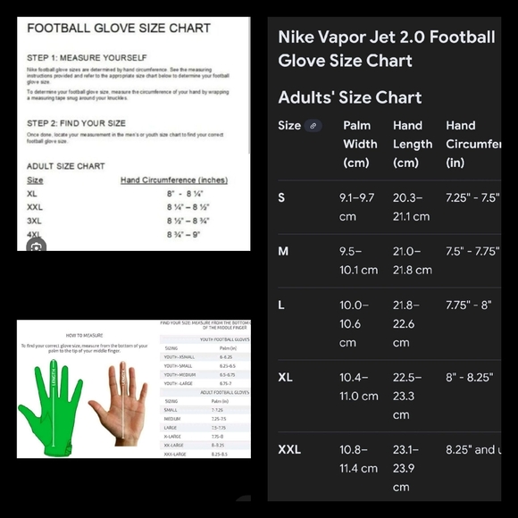 nike vapor jet size chart